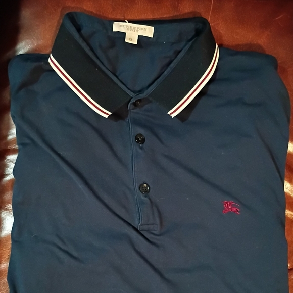 Burberry Dark Blue Polo with Black Collar